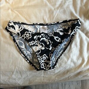 Floral Black and White Bikini Bottom